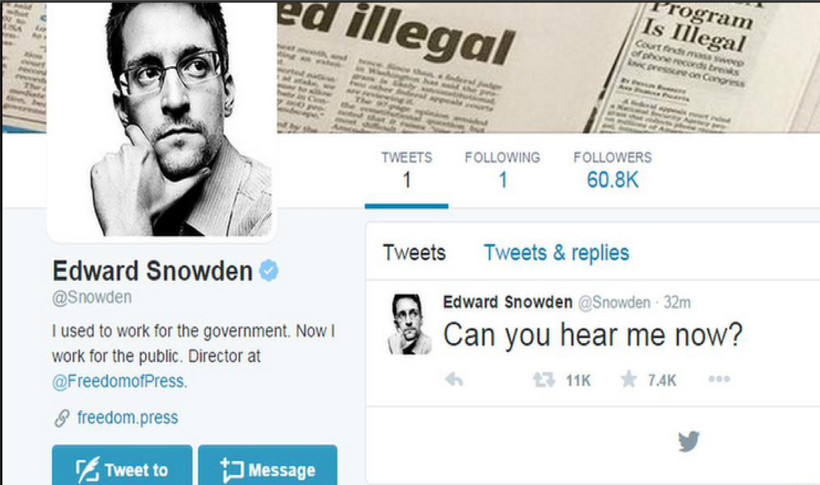 Edward Snowden, artık Twitter'da!