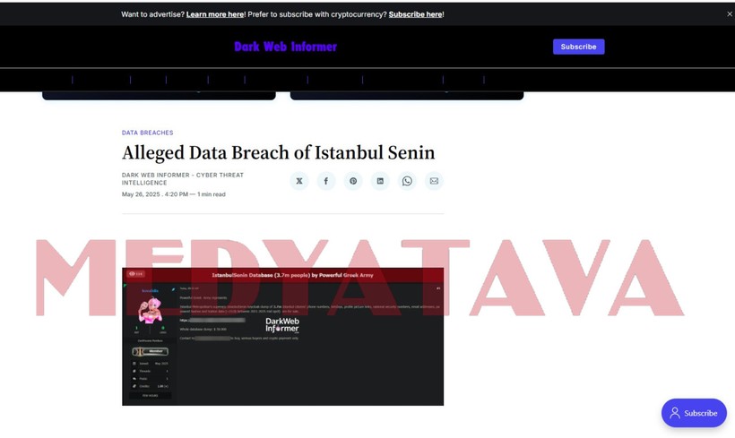 “İstanbul Senin” uygulamasından çalınan 3.7 milyon kişinin verileri Yunan hacker grubu tarafından satışa çıkarıldı