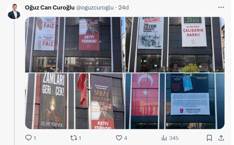 Atatürk Posterinin Üstüne İmamoğlu'nun Pankartını Açtılar! Sakarya İl Başkanlığı'nın Ekrem İmamoğlu'na Özgürlük Pankartına Tepki Geldi