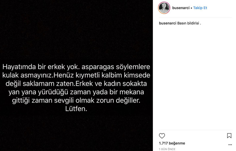 Buse Narcı’dan basın bildirisi: ‘Hayatımda erkek yok’
