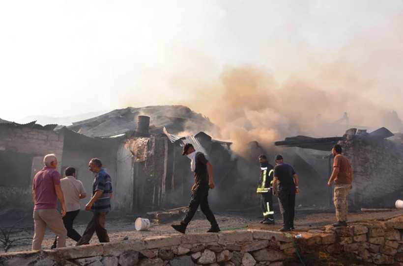 Erzurum'da alevler köyü sardı: Çok sayıda hayvan telef oldu