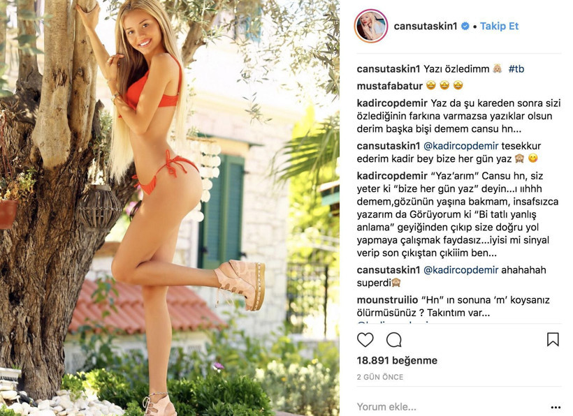 Kadir Çöpdemir'den Cansu Taşkın'a olay yorum!