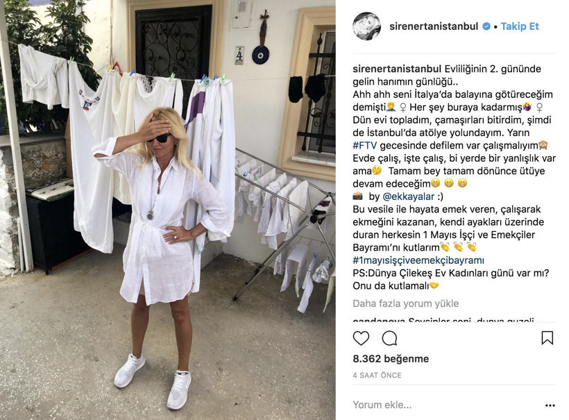 Siren Ertan'dan güldüren paylaşım: Dönünce ütüye devam edeceğim!