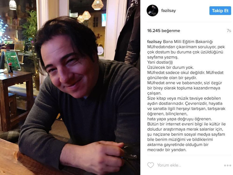 İsmi müfredattan çıkartılan Fazıl Say'dan açıklama