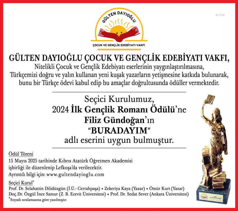 2024 İlk Gençlik Romanı Ödülü'nün Sahibi Belli Oldu: Filiz Gündoğan