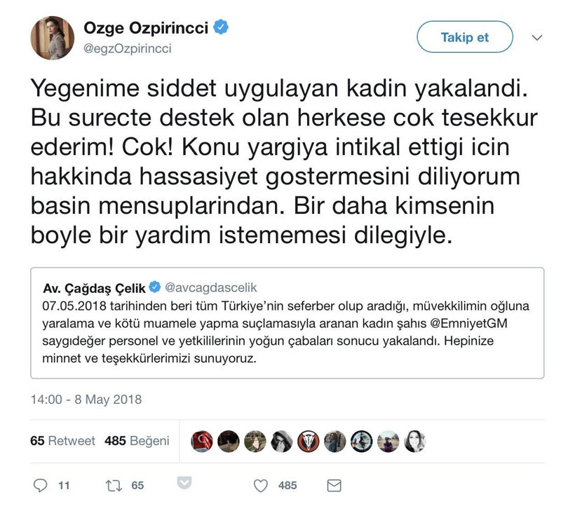 Özge Özpirinçci'nin yeğenine şiddet uygulayan bakıcı yakalandı!