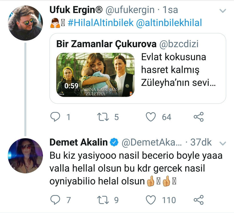 Bir Zamanlar Çukurova'nın başrol oyuncusuna Demet Akalın'dan övgü