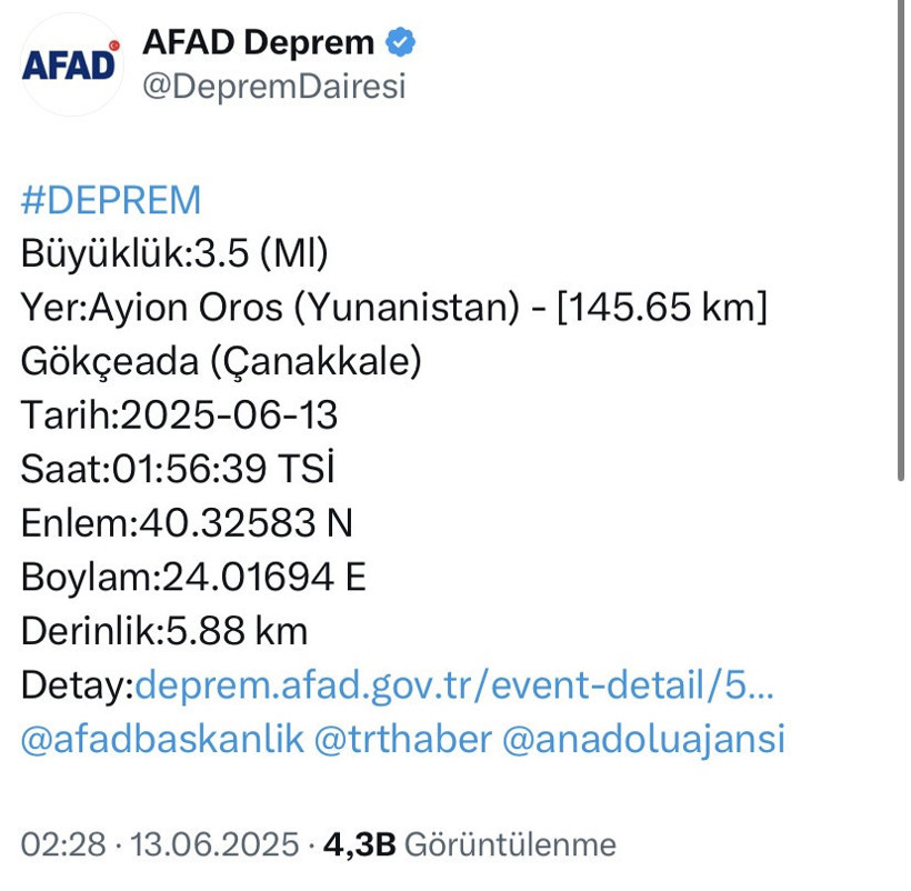 Son dakika… Gökçeada açıklarında deprem! AFAD duyurdu