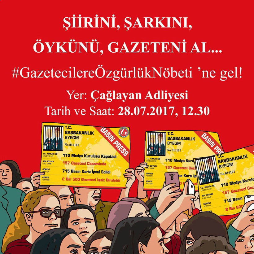 Sanatçılar ve yazarlar Çağlayan Adliyesi'nde nöbet tutacak!