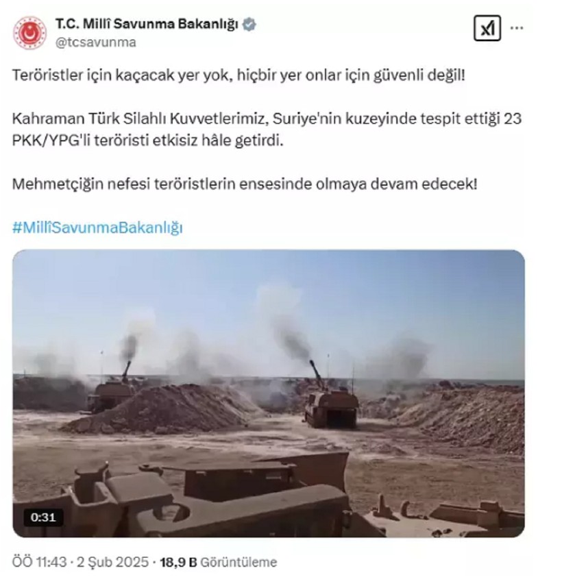 Suriye'nin kuzeyinde 23 terörist öldürüldü