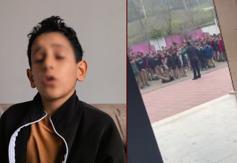 Dehşete düşüren görüntüler! Okul müdürü, öğrenciyi yakasından tutup fırlattı