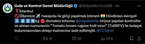 Havalimanında virüslü domates alarmı! İade edildi
